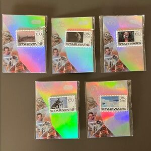 Disney 100 Years of Wonder Star Wars Stamp Pins, Korea, 5 Pin Bundle, New (SW-2)